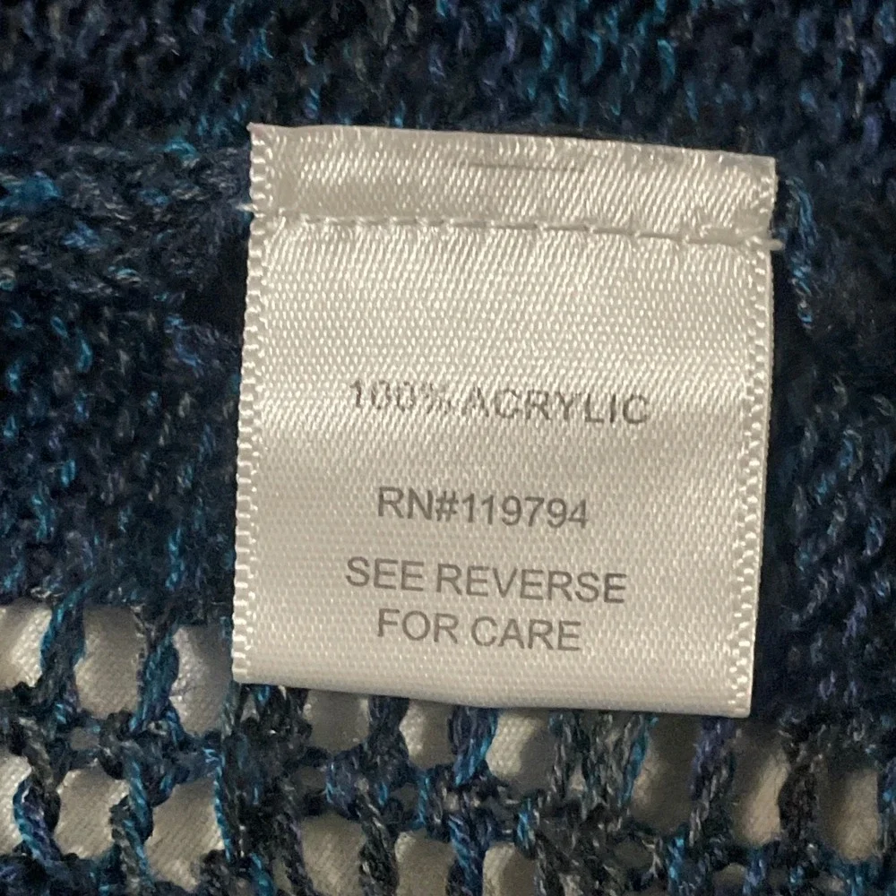 Live and Let Live Women Mesh Sweater XL Blue Boho Festival‎ Crochet Coastal - Picture 4 of 5